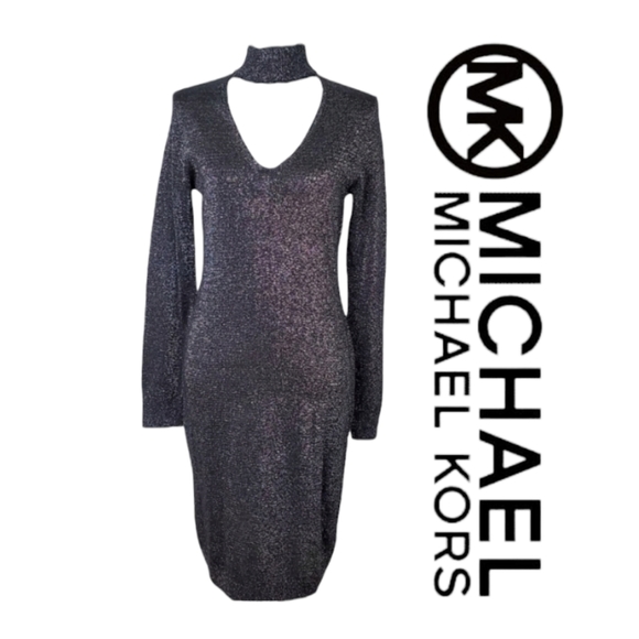 MICHAEL Michael Kors Dresses & Skirts - MICHAEL Michael Kors Shimmery Metallic Cut-Out Midi Dress Size Medium